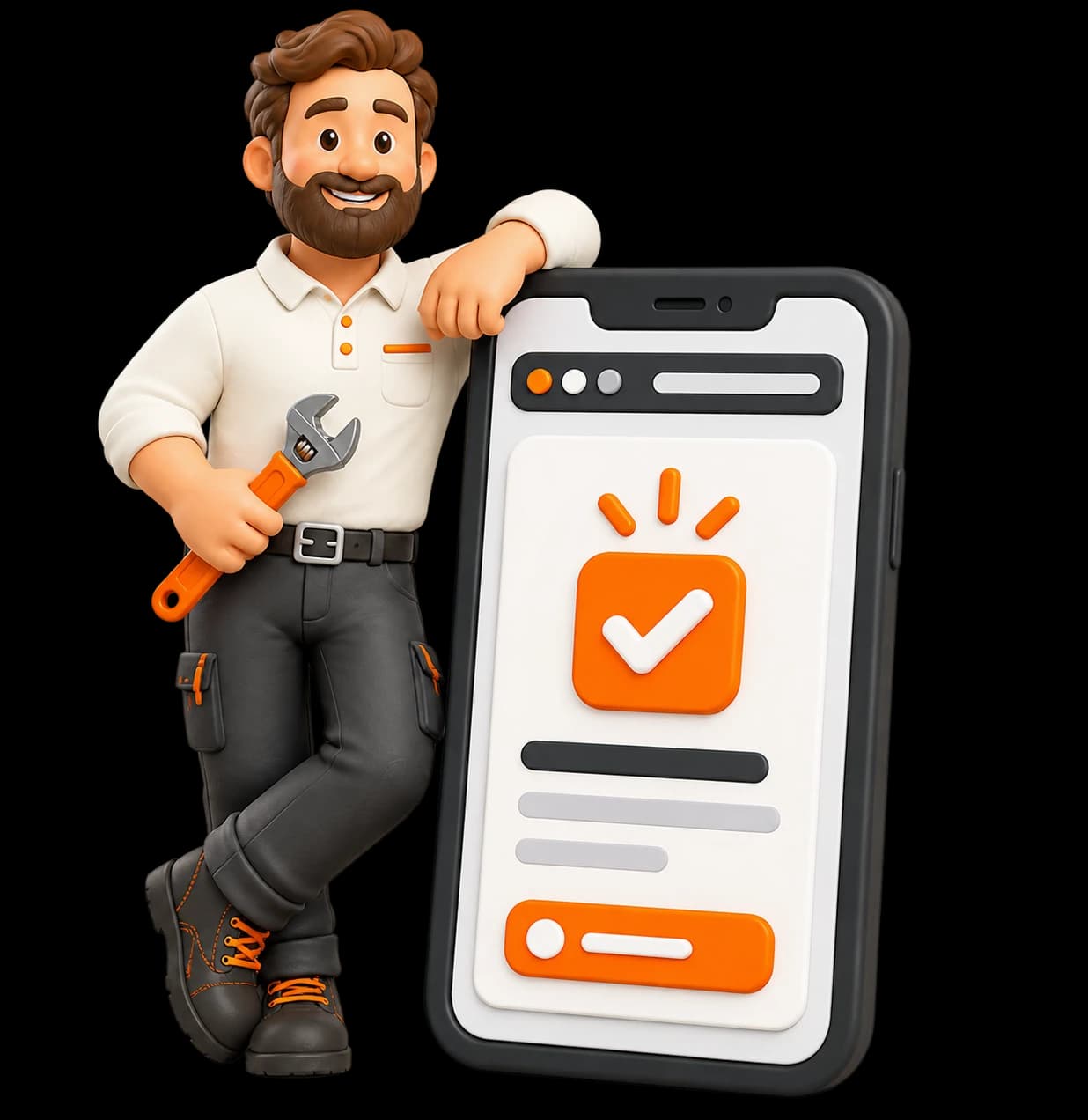 A tradesperson using Leadpad on their phone